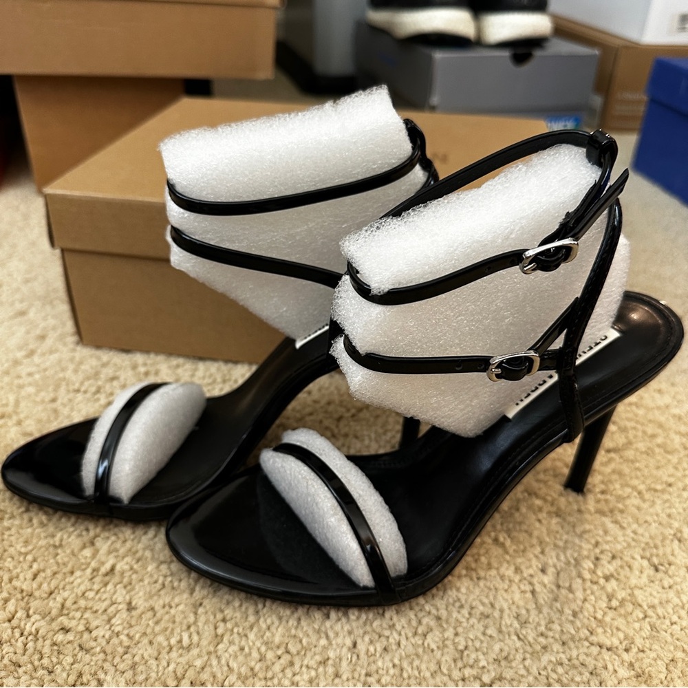 Steve Madden Black Strappy High Heel Theresa Black Patent
